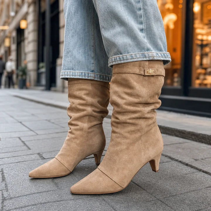 Women’s Brown Knee-High Boots with Wedge Heel