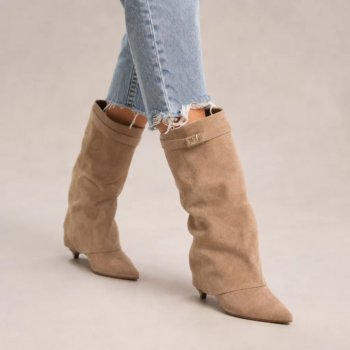 Women’s Brown Knee-High Boots with Wedge Heel