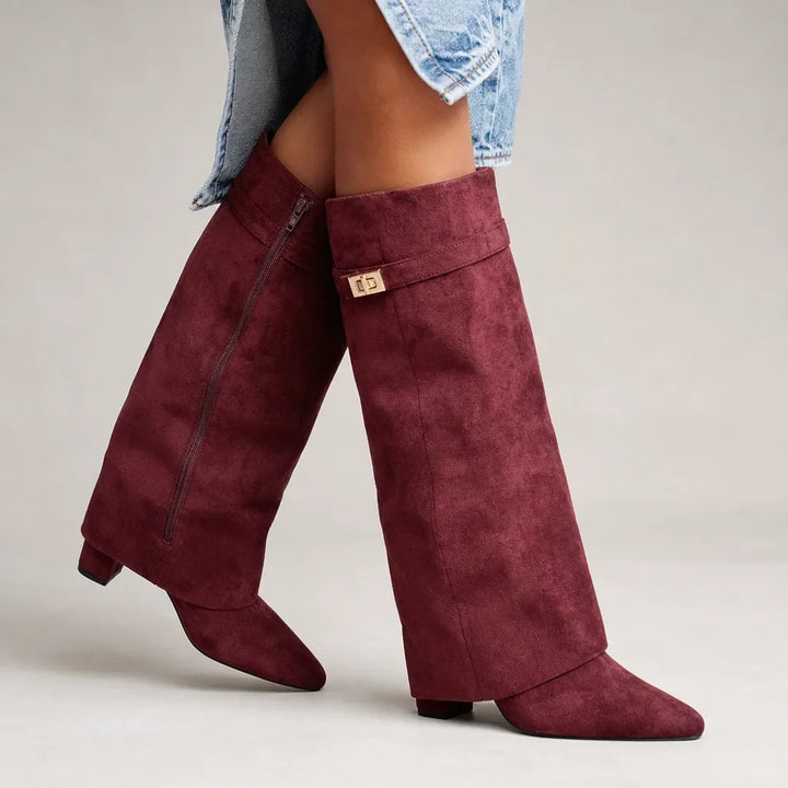 Women’s Brown Knee-High Boots with Wedge Heel
