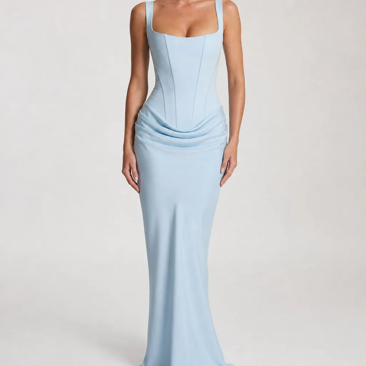 Women's Corset Maxi Dress with Ruched Waist