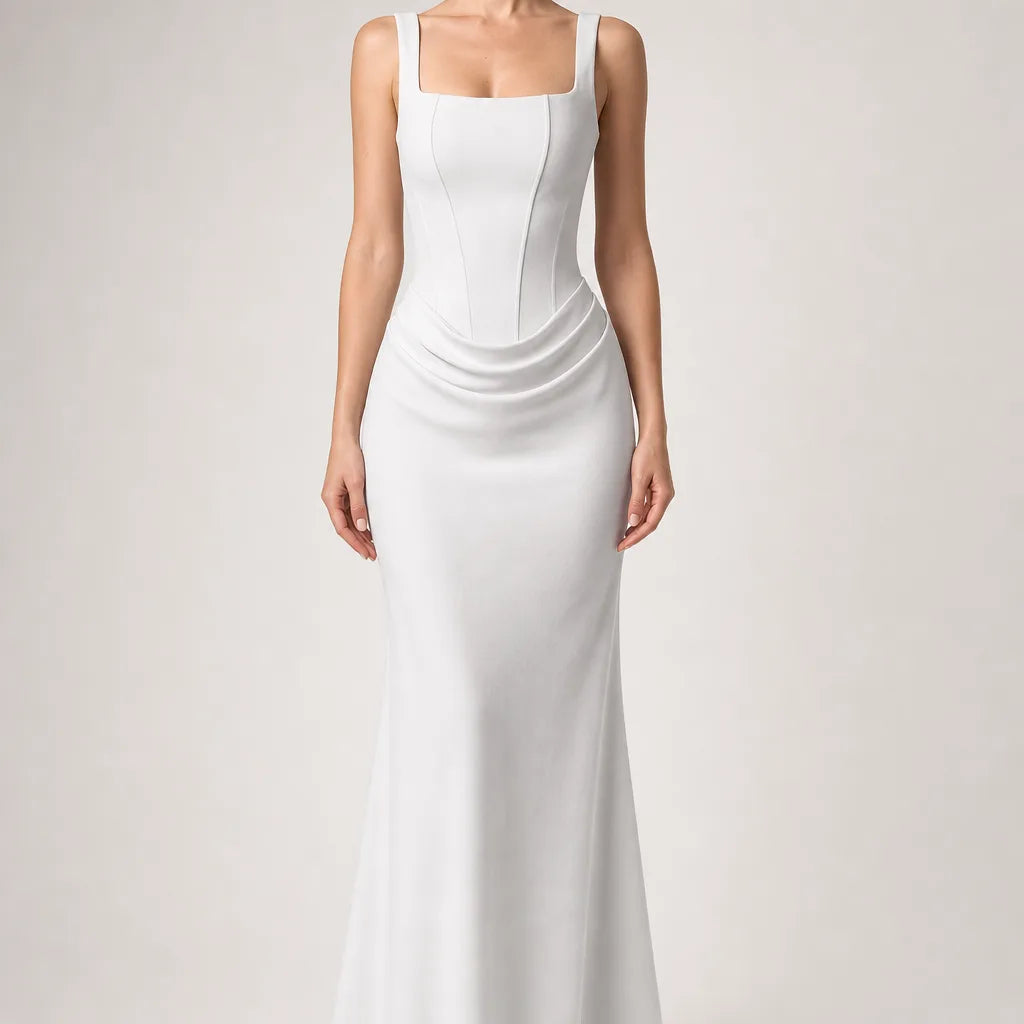 Women's Corset Maxi Dress with Ruched Waist