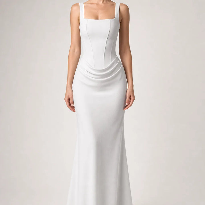 Women's Corset Maxi Dress with Ruched Waist