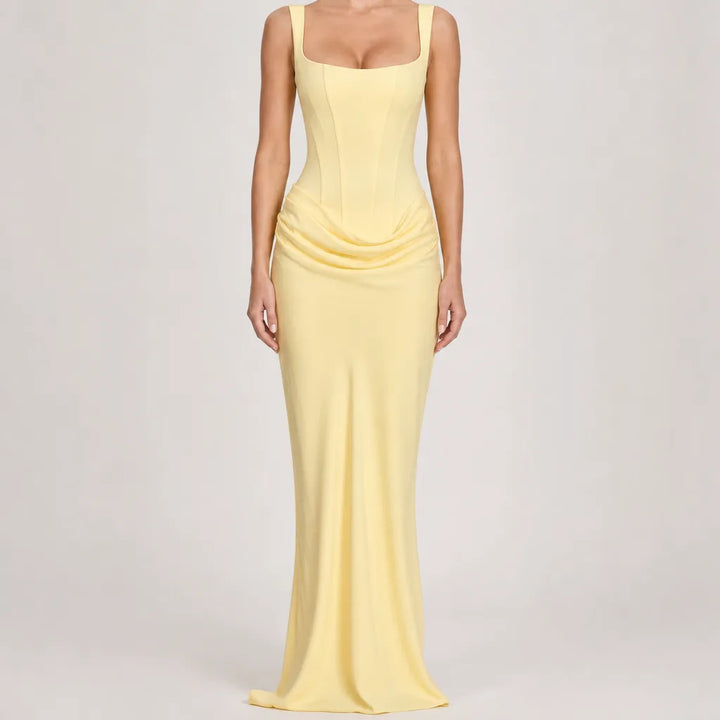 Women's Corset Maxi Dress with Ruched Waist