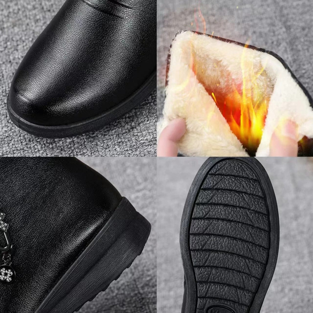 Women's Fur-Lined Winter Ankle Boots with Side Zip