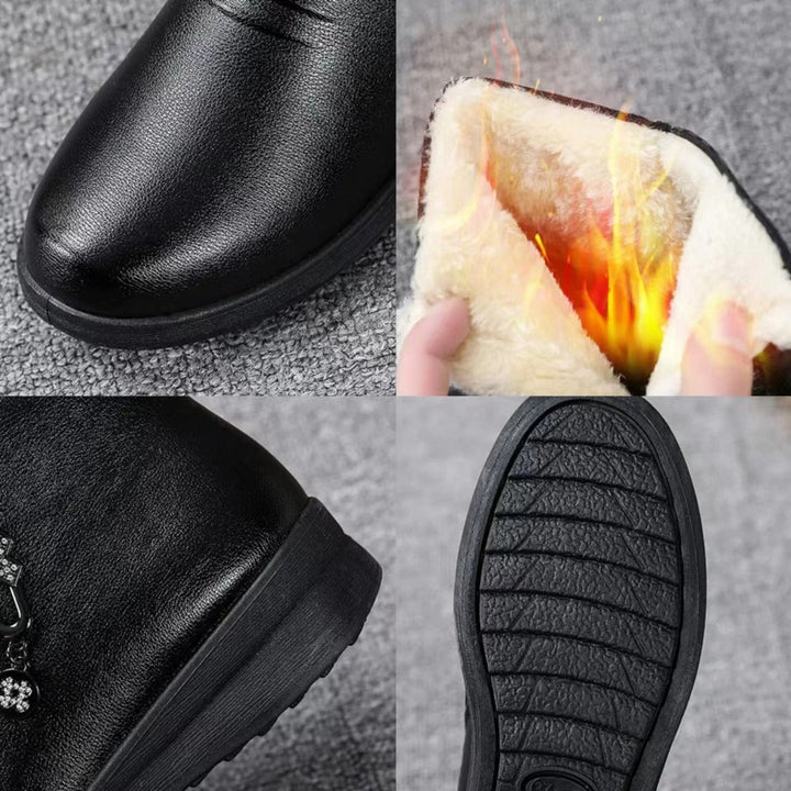 Women's Fur-Lined Winter Ankle Boots with Side Zip