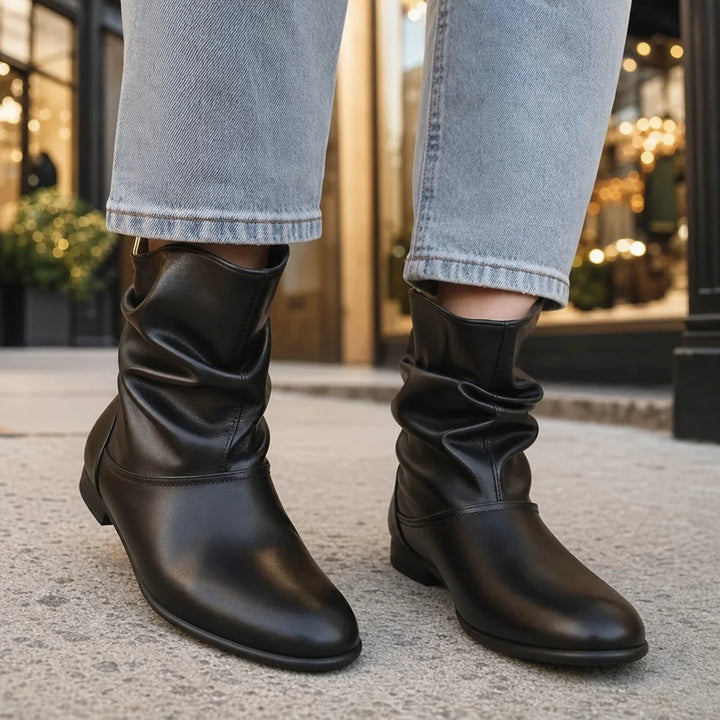 Women's Ruched Slip-On Ankle Boots