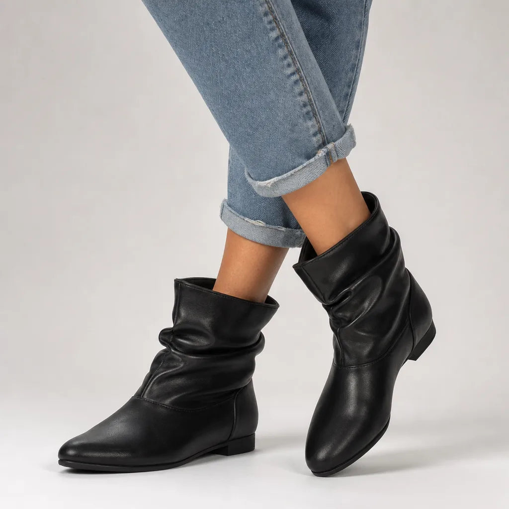 Women's Ruched Slip-On Ankle Boots