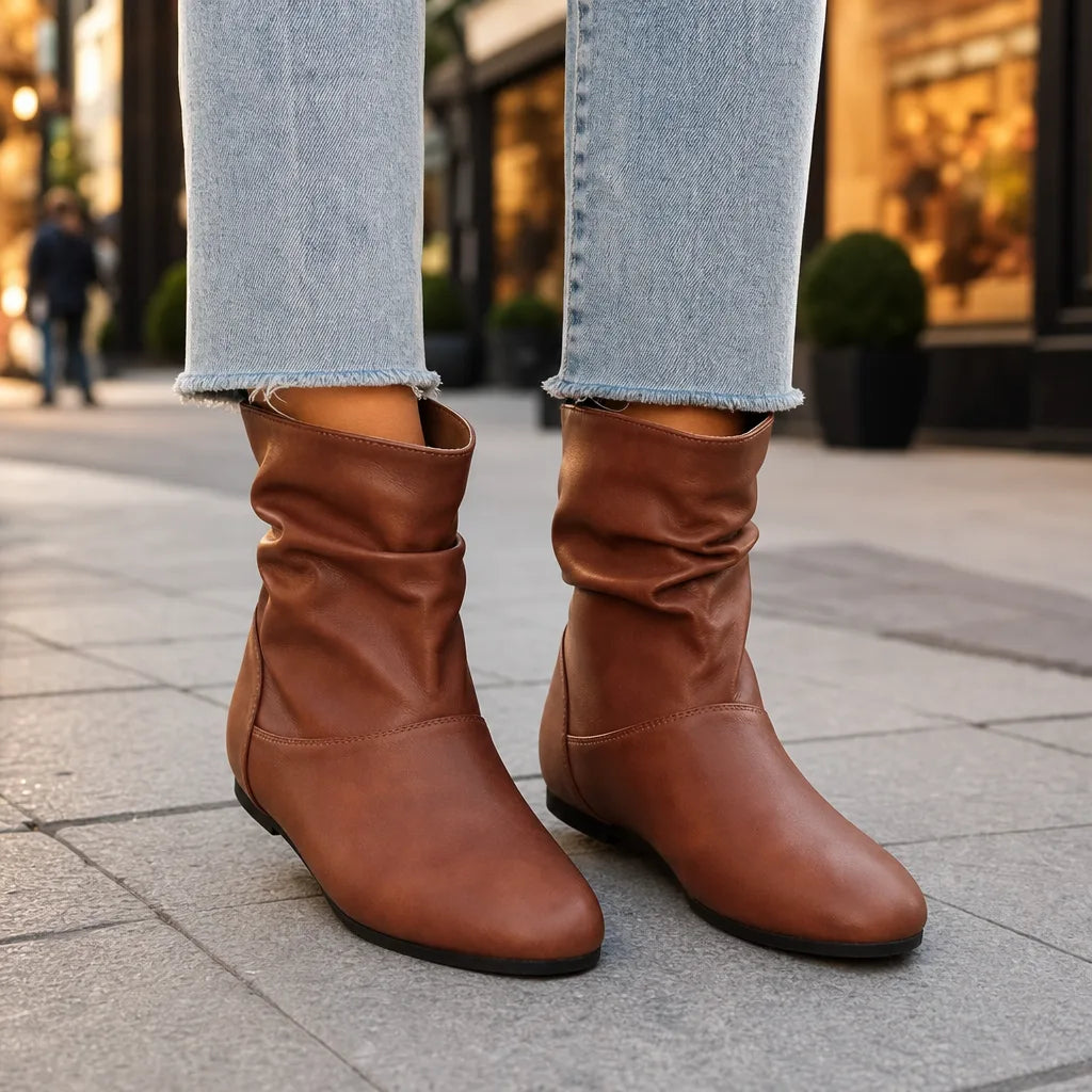 Women's Ruched Slip-On Ankle Boots
