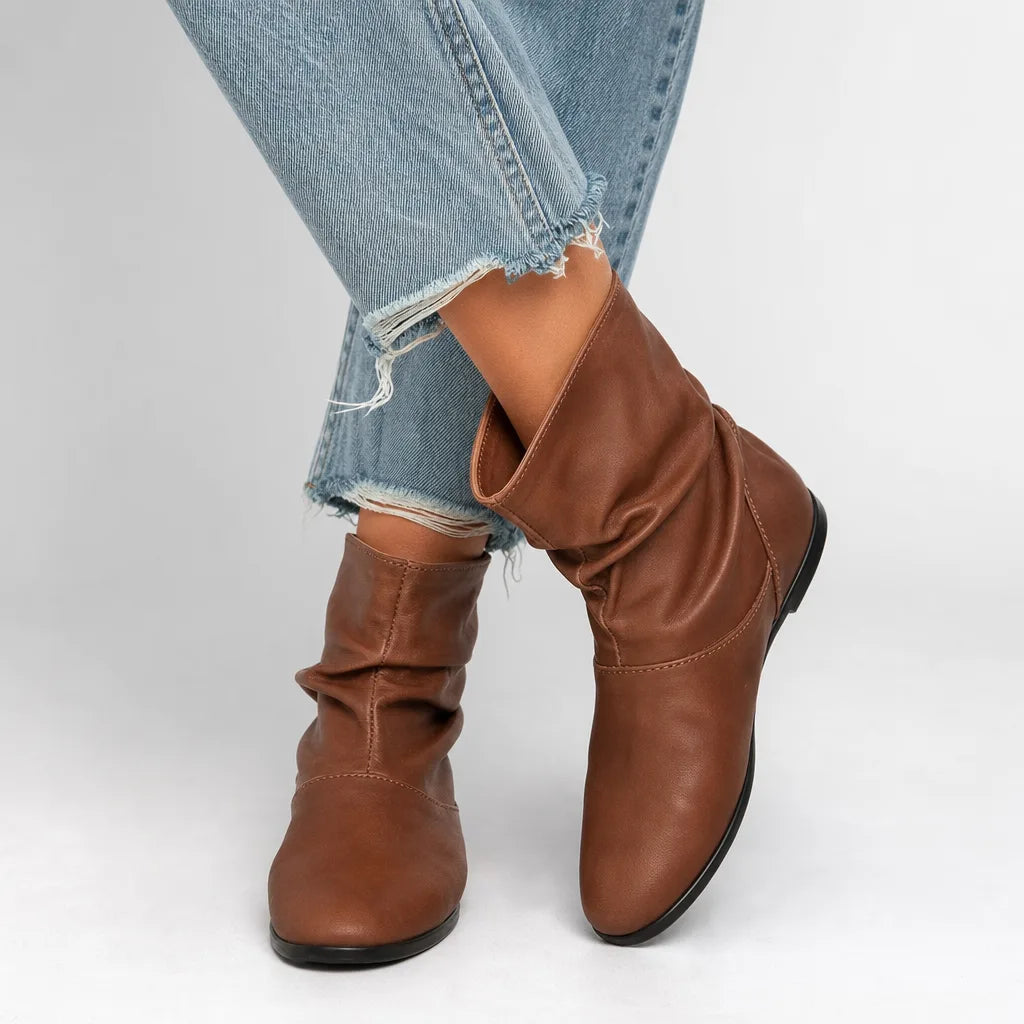 Women's Ruched Slip-On Ankle Boots