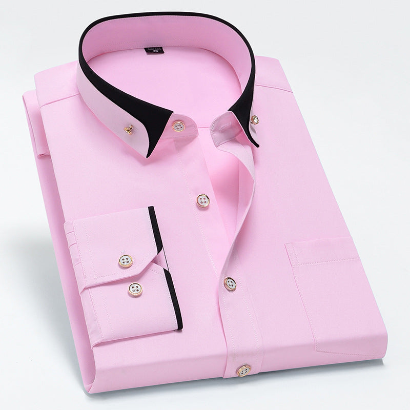 Men’s Stretch Long Sleeve Shirt Casual Non-Iron Slim Fit Dress Shirt-HighTouch
