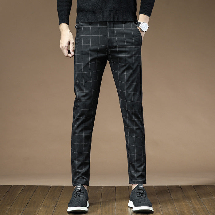 Men’s Plaid Straight Leg Pants – Casual Stretch Comfort-HighTouch
