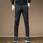 Men’s Plaid Straight Leg Pants – Casual Stretch Comfort-HighTouch