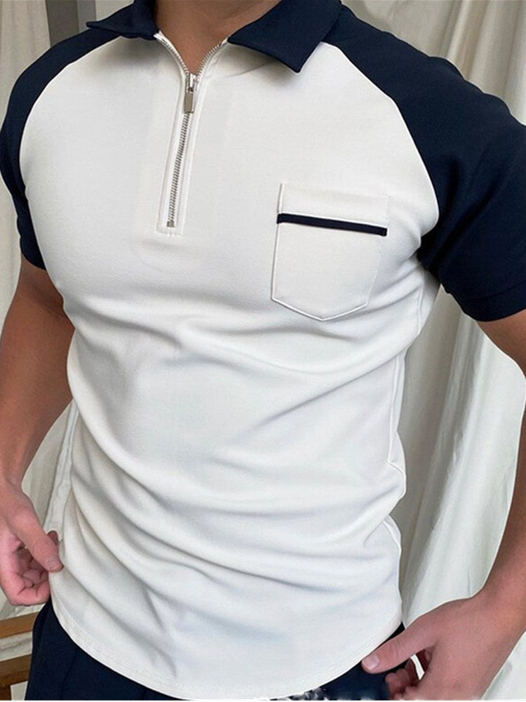 Men's Stand-Up Collar Raglan Sleeve T-Shirt-HighTouch