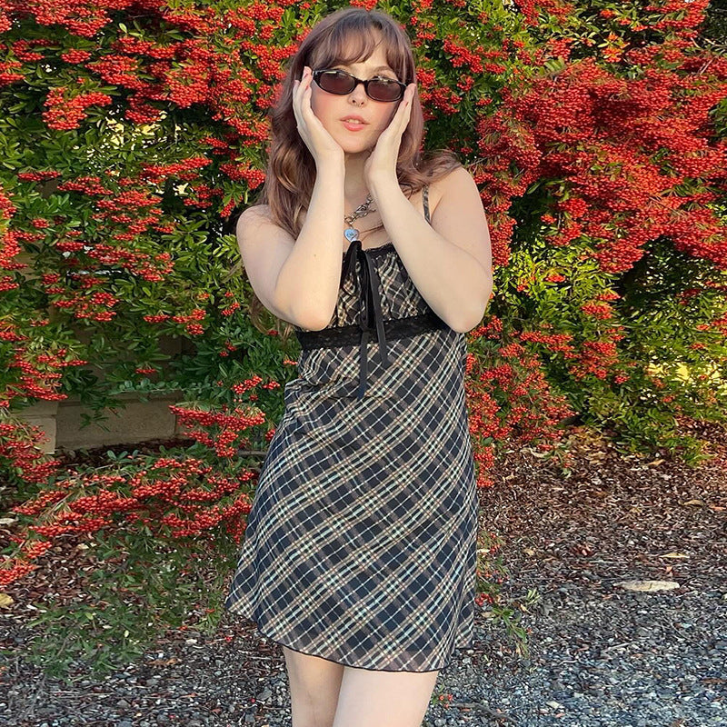 Women's Sweet High-Waist A-Line Mini Dress-HighTouch