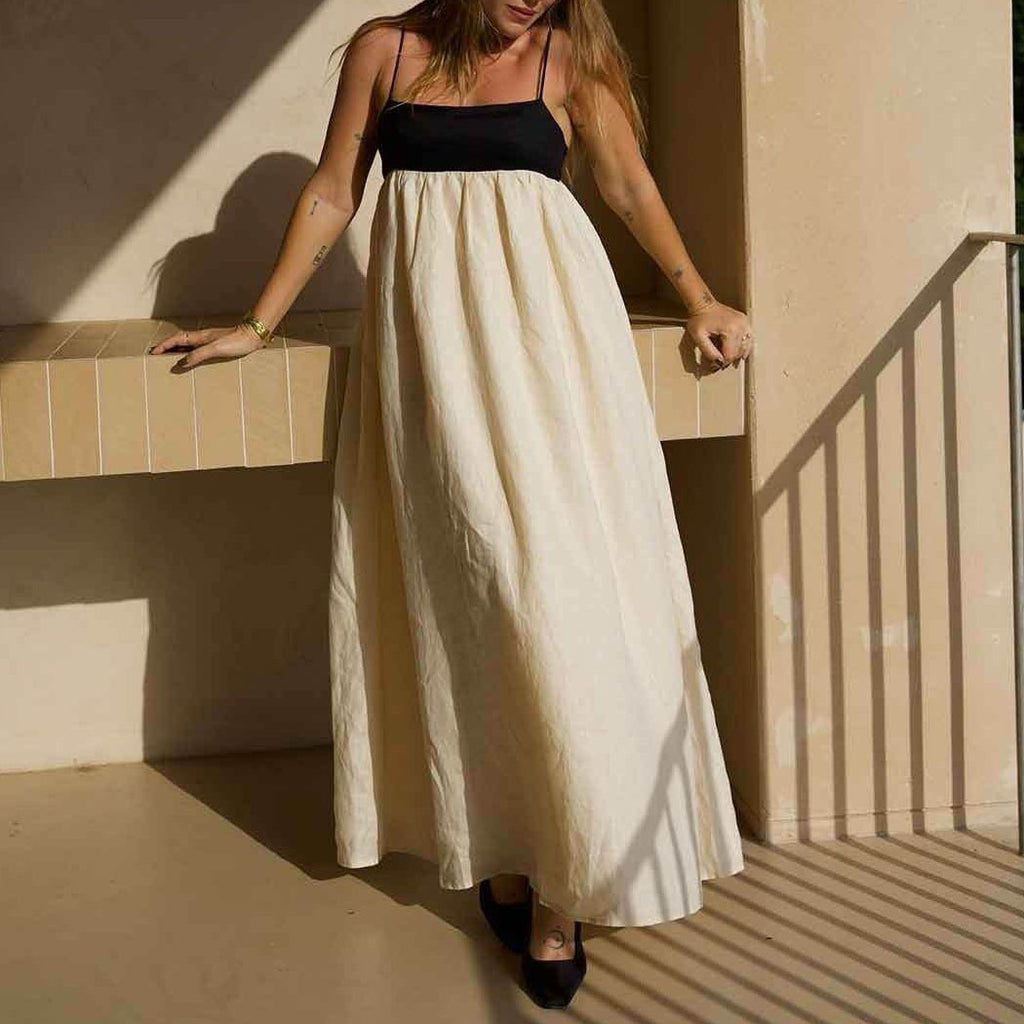 Women's Casual Cotton Linen Sleeveless Dress-HighTouch