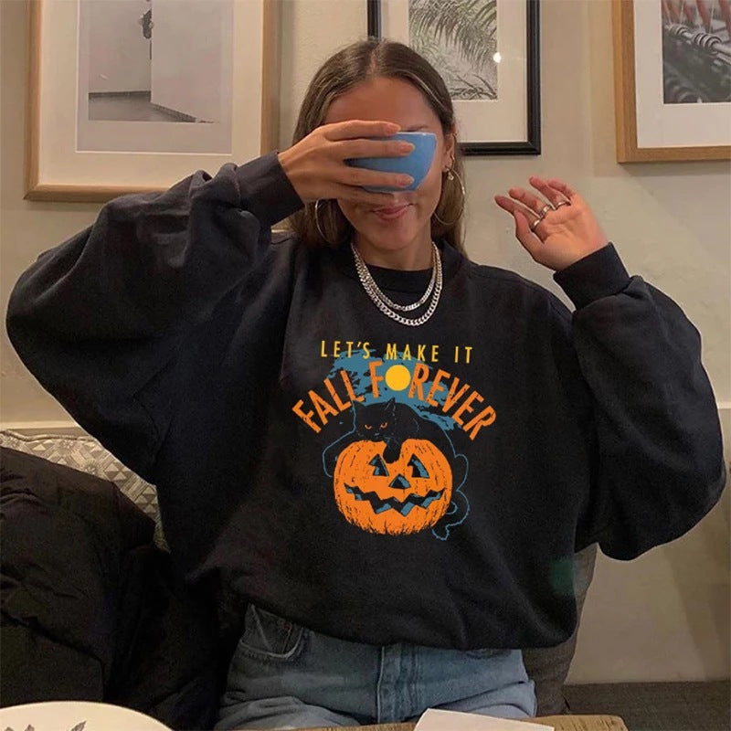 Women’s Halloween Graphic Crew Neck Sweatshirt-HighTouch
