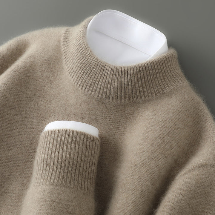 Men’s Thickened Half-High Collar Pullover – Loose Knit Sweatshirt-HighTouch