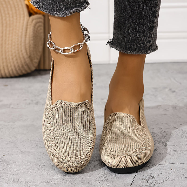 Women's Knitted Loafers Slip On Walking Shoes