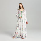 Women's Embroidered Cotton Linen Large Swing Maxi Skirt-HighTouch