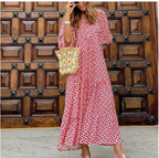 Women's Spring Dress | Patterned Maxi Long Sleeve-HighTouch