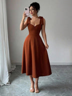 Women's Sleeveless Maxi Dress – Mid-Rise Solid Color Collection-HighTouch