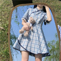 Women's Asymmetric Plaid Midi Skirt – Temperament Commute Blue A-Line Skirt-HighTouch
