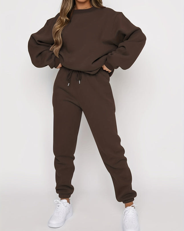 Ribbed Two-Piece Lounge Set for Women – Sweatshirt & Joggers