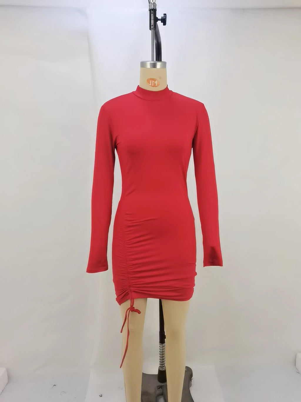 Purple Pleated Turtleneck Dress-HighTouch