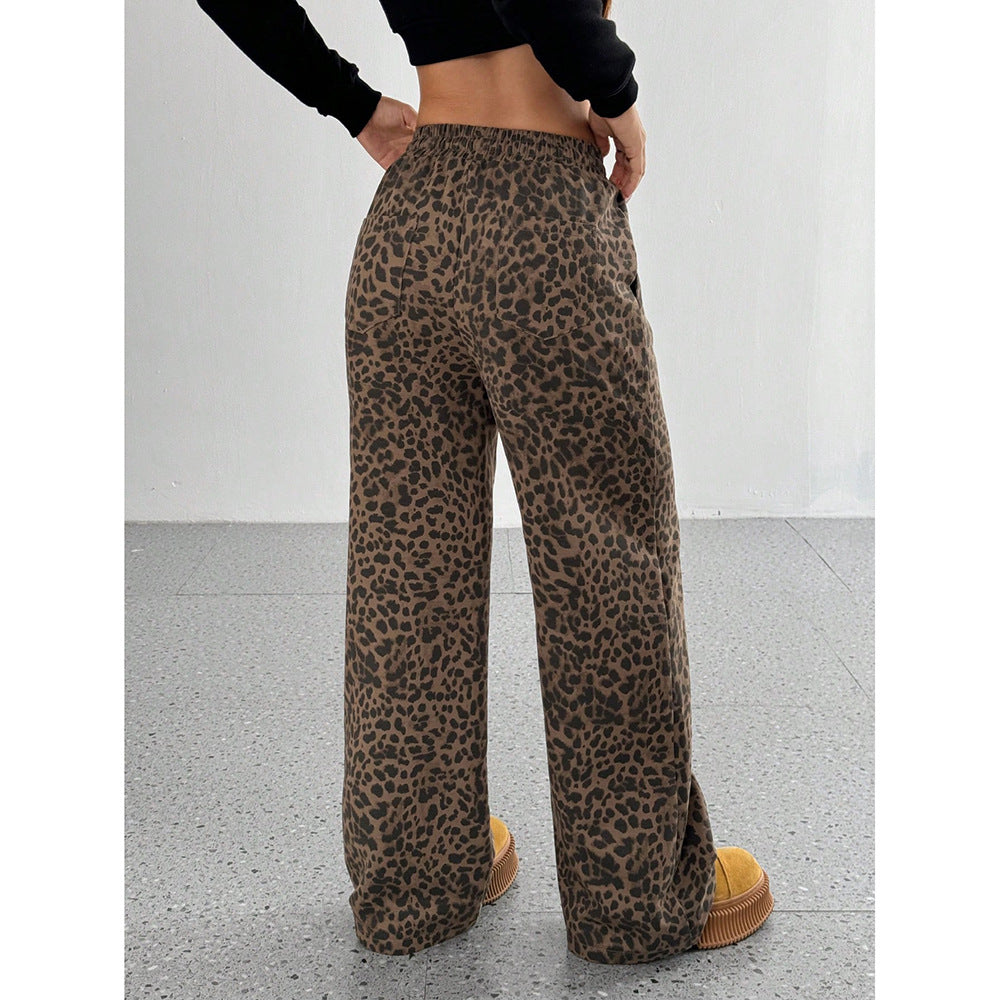 Leopard Print Floral Print Casual Jumpsuit Wide Leg Loose-HighTouch