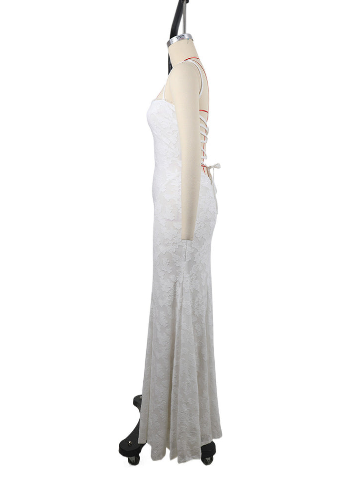 Women's Solid Color Sleeveless Sling Square Collar Backless Dress-HighTouch