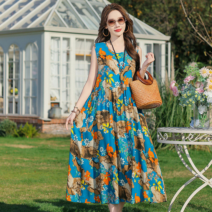 Women's Printed Viscose Dress – Plus Size Extended Fit Collection-HighTouch