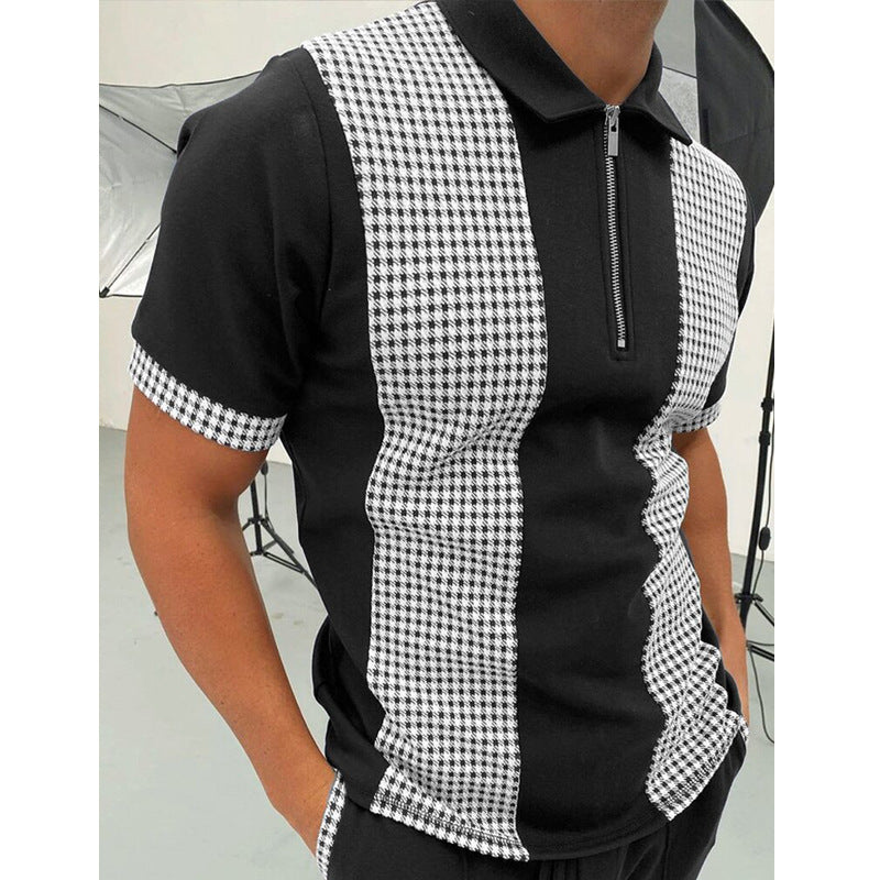 Men's Stand-Up Collar Raglan Sleeve T-Shirt-HighTouch