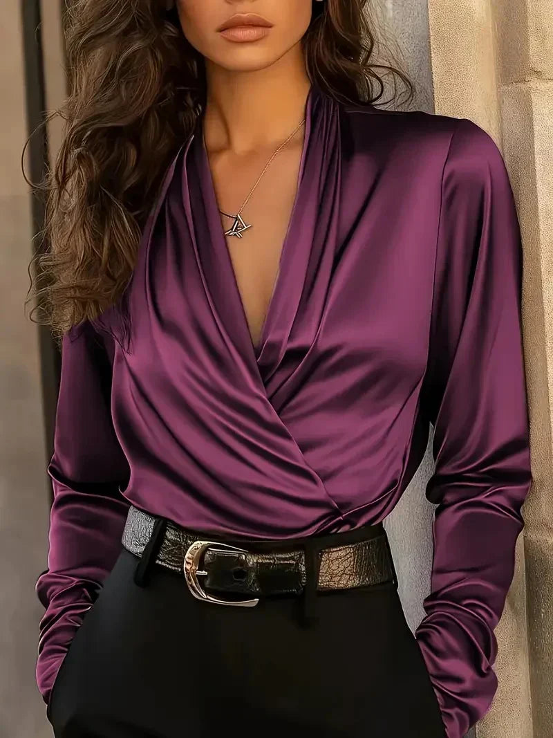 Dahlia | Women's Wrap Long Sleeve Blouse