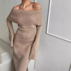 Off-Shoulder Knitted Dress UK-HighTouch