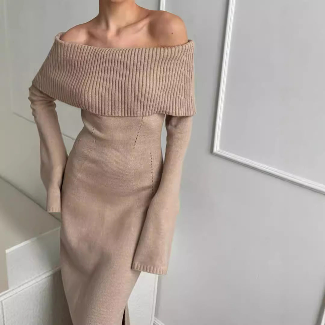 Off-Shoulder Knitted Dress UK-HighTouch
