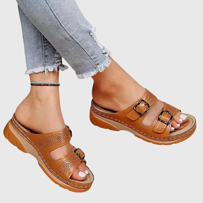 Women's Diora Orthopedic Leather Sandals – Comfort Arch-Support Walking Sandals