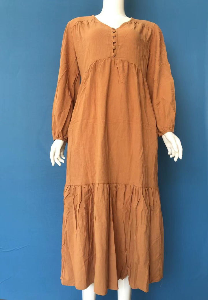 Cotton Linen Dress – Breathable Solid Color Collection-HighTouch