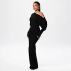 Off‑Shoulder Knitted Bodycon Dress-HighTouch