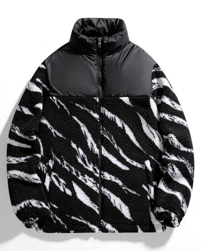 Autumn Men's Fleece Fashion Brand Contrast Color Baggy Coat