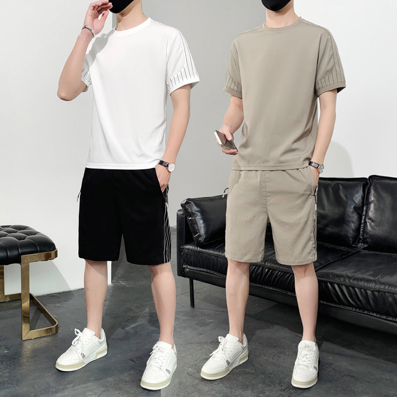 Men's Short Sleeve T-Shirt Ice Silk Sports Suit-HighTouch