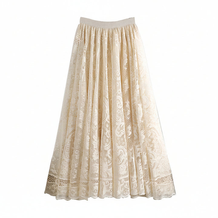 Women's Embroidered Lace Umbrella Long Skirt-HighTouch