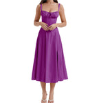 Seaside Vacation Sling Back Cross Tied Slim Fit Overknee Dress-HighTouch