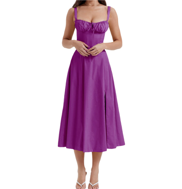 Seaside Vacation Sling Back Cross Tied Slim Fit Overknee Dress-HighTouch