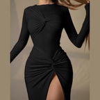 High Slit High Waist Slim Fit Dress-HighTouch
