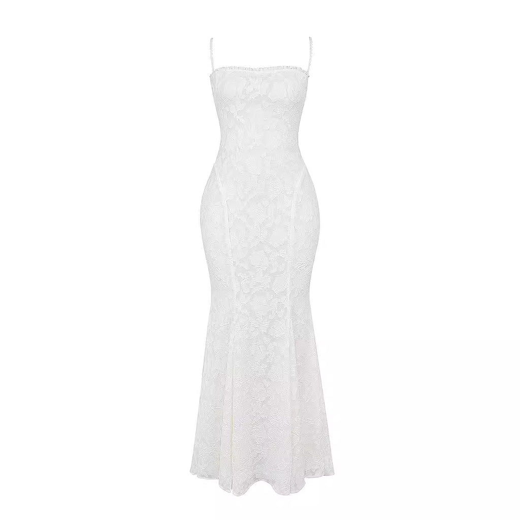 Women's Solid Color Sleeveless Sling Square Collar Backless Dress-HighTouch