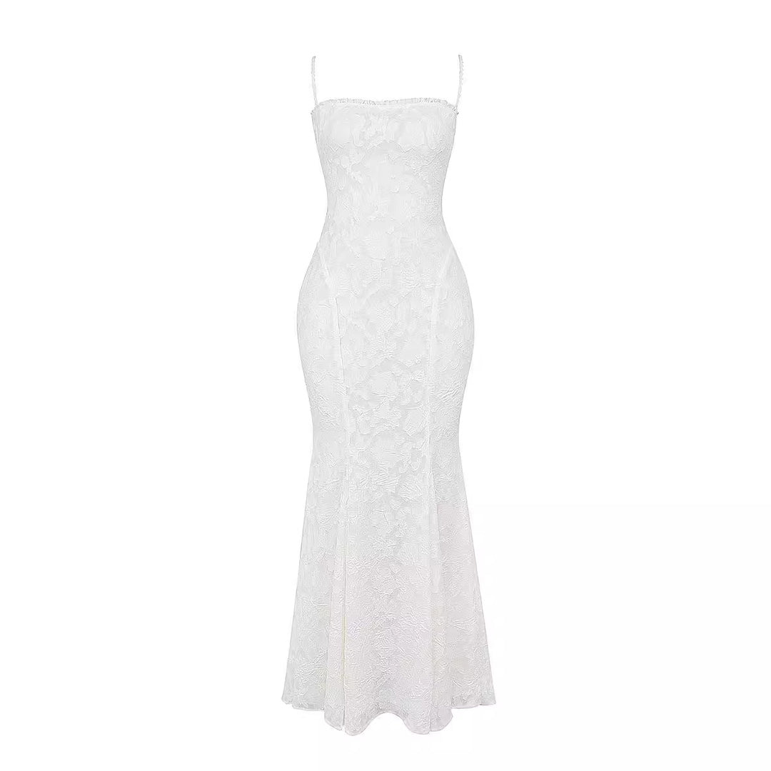 Women's Solid Color Sleeveless Sling Square Collar Backless Dress-HighTouch