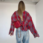 Women’s Plaid Cardigan Jacket – Street Fashion Style-HighTouch