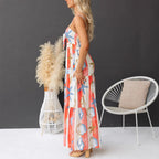 Sexy Print Lace-Up Maxi Dress-HighTouch