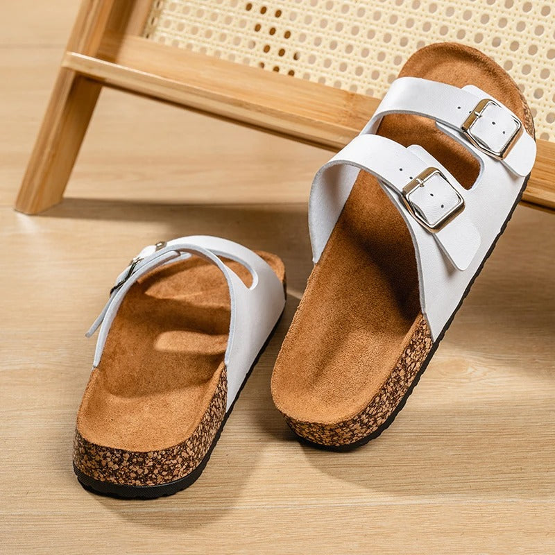 Men's Comfort Leather Slide Sandals | Non-Slip Open Toe Summer Shoes