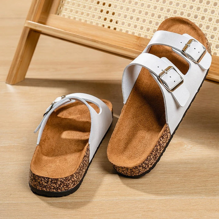 Men's Comfort Leather Slide Sandals | Non-Slip Open Toe Summer Shoes